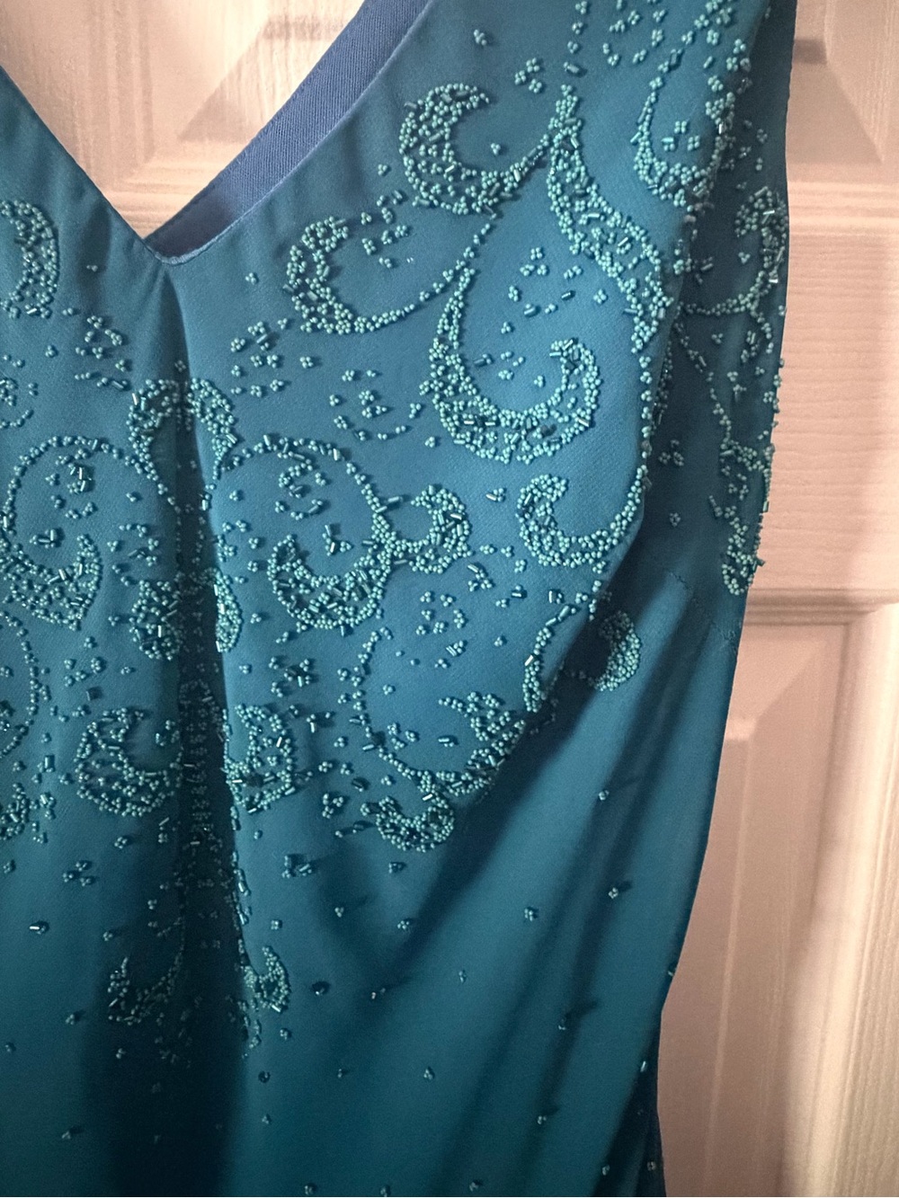 CICCI USA vintage Teal Maxi Dress with Beaded Detail. Size S